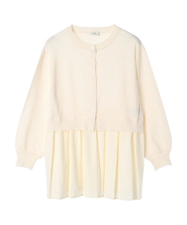 earth music&ecology プリーツドッキングカーディガン Ivory