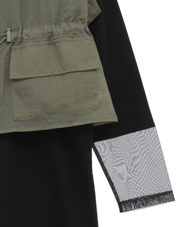 Green Parks ＳＥＴ２点シアーナイロンベスト＋リブワンピース Black