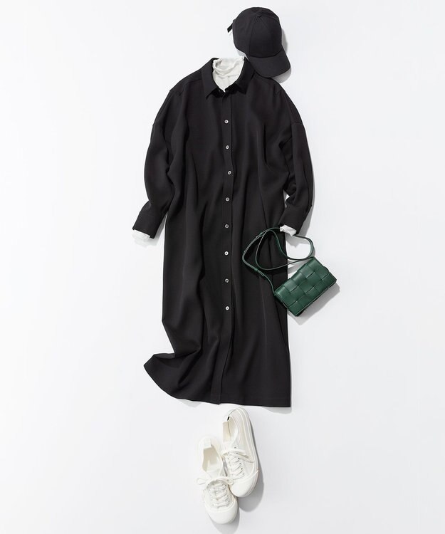 NAVE 【ReNAVE】ウォッシャブルツイル シャツドレス ブラック系