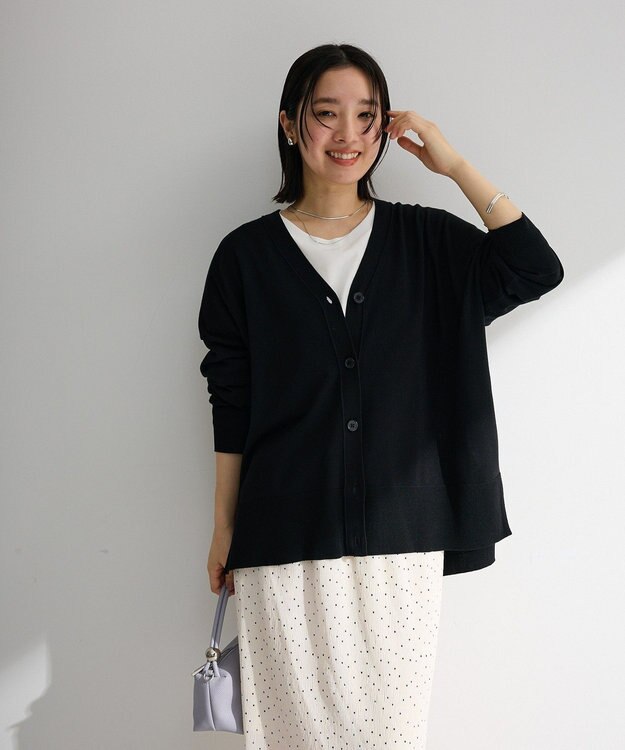 Green Parks ここちニットＶネックカーディガン Black