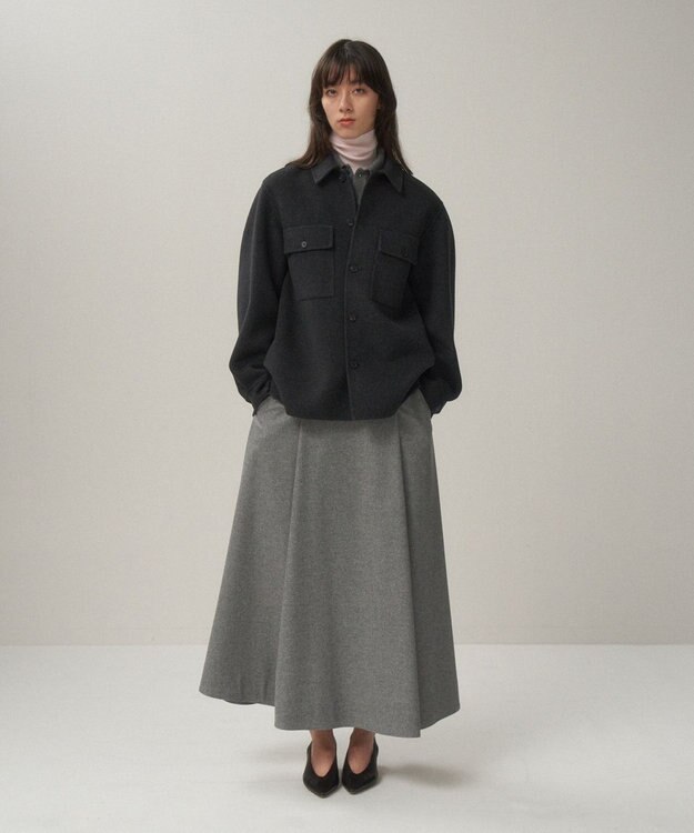 ATON MERINO DOUBLE MELTON | CPOジャケット - UNISEX CHARCOAL TOP