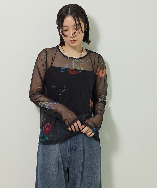 Green Parks ・ＳＵＧＡＲ　ＳＰＯＯＮ　フラワーｐｔシアーロンＴＥＥ Black