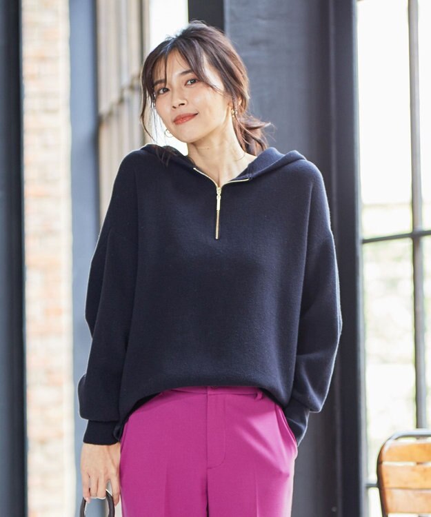 ANY 【洗える】スウェットライクフーディ ブラック