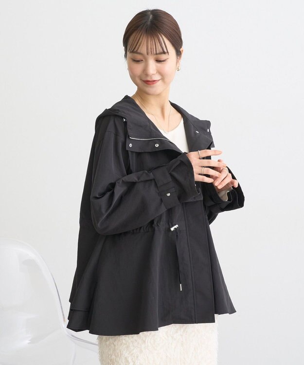 earth music&ecology ドロストペプラムマウンテンパーカー Black