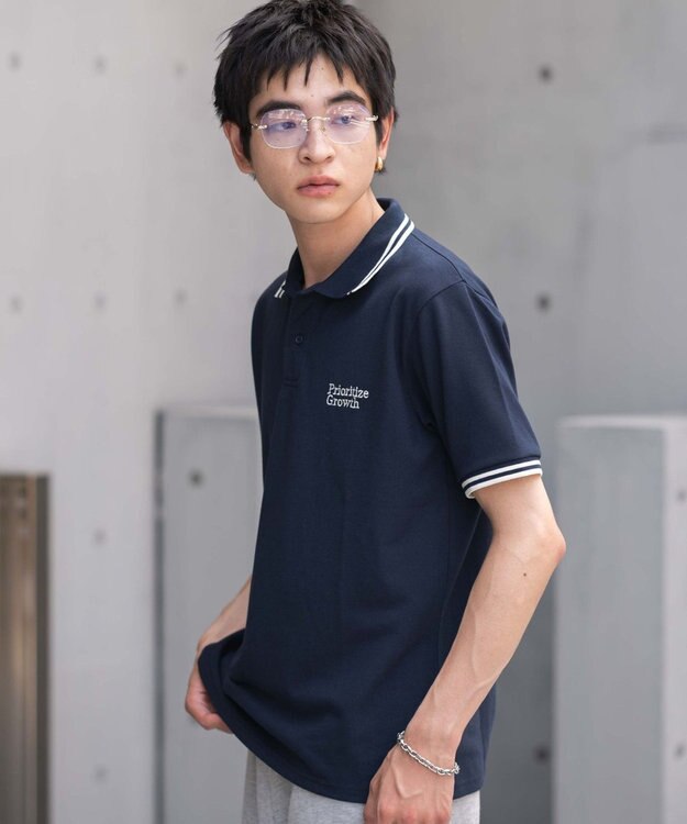 WEGO 【ユニセックス着用ITEM/MLサイズ展開】ワンポイント刺繍カノコポロ（SS） ネイビー