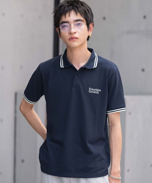 WEGO 【ユニセックス着用ITEM/MLサイズ展開】ワンポイント刺繍カノコポロ（SS） ネイビー