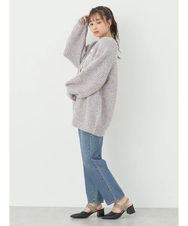 earth music&ecology フワフワＭＩＸヤーンカーディガン Lavender