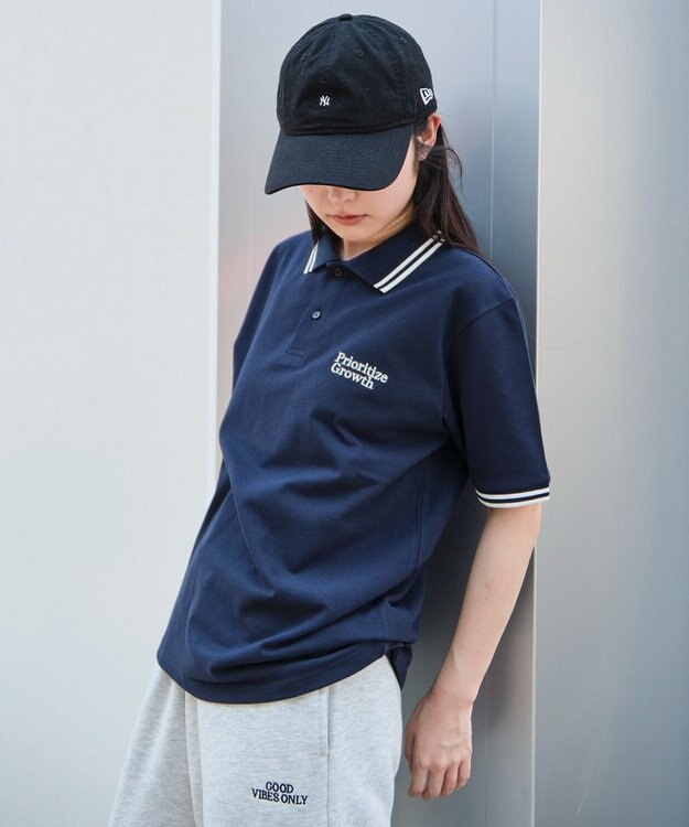 WEGO 【ユニセックス着用ITEM/MLサイズ展開】ワンポイント刺繍カノコポロ（SS） ネイビー