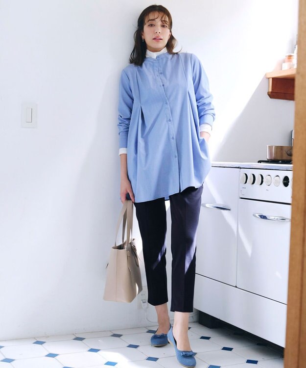 Tiaclasse L 【UVカット・吸水速乾】 “きれい見え” カットソーテーパードパンツ ネイビー