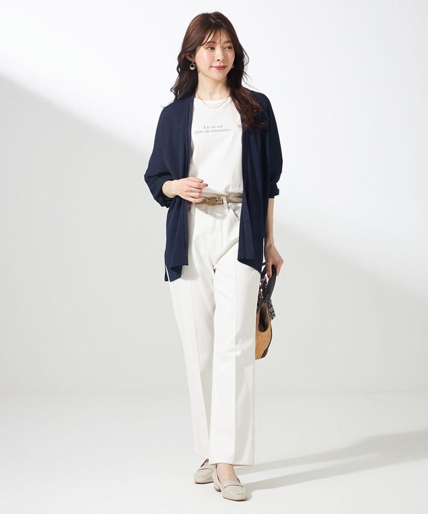 ANY SIS S 【撥水・汗ジミ防止・UVケア・洗える】スーピマスムース クロップド Tシャツ オフロゴ