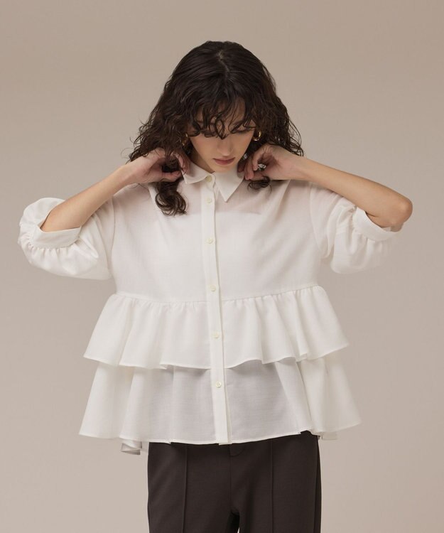 GRACE CONTINENTAL ティアードシャツチュニック ホワイト