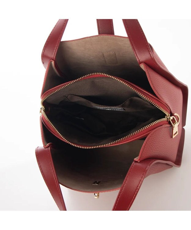 UNBILLION cachecache 3レイヤーヒネリ金具2wayトート レッド