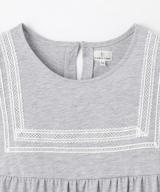 組曲 KIDS 【UVカット】【150-160㎝】セーラーレース ワンピース グレー