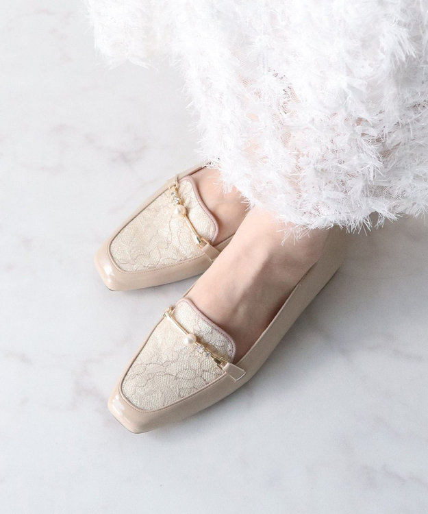 Bridget Birkin 【Bridget Birkin】レースコンビパールビットローファー ベージュコンビ