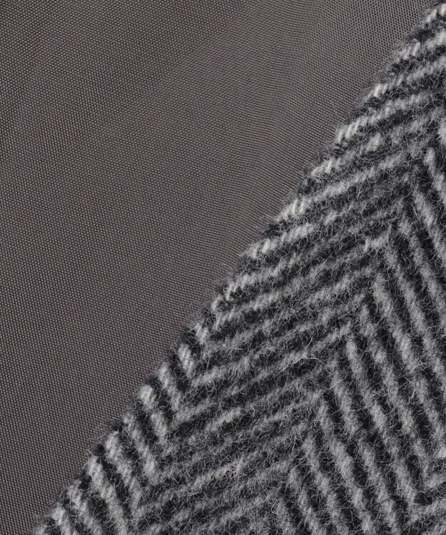 ICB WoolRever ノーカラーショートコート ヘリンボーン系