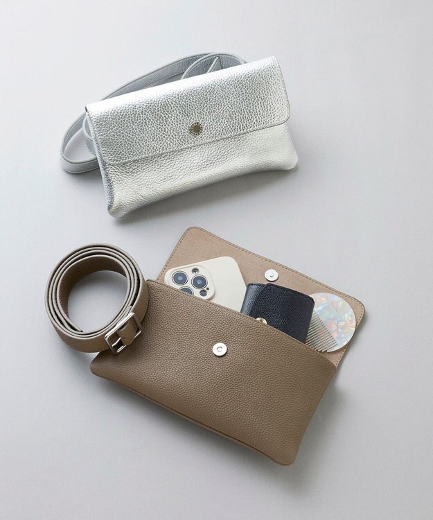 TOPKAPI 【Breath TOPKAPI】ELAN エラン シュリンクレザー 3way ミニ ボディバッグ シルバー