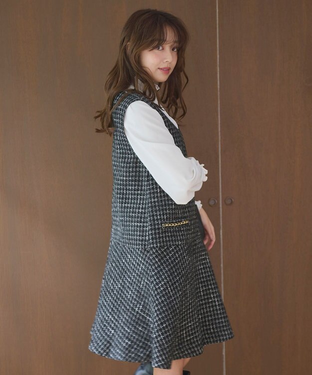 Feroux ツイードジャンパースカート ブラック系