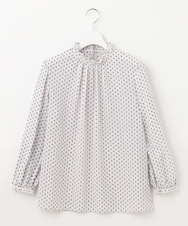 23区 L 【洗える】ジオメトリックパターン フリル ブラウス アイボリー系