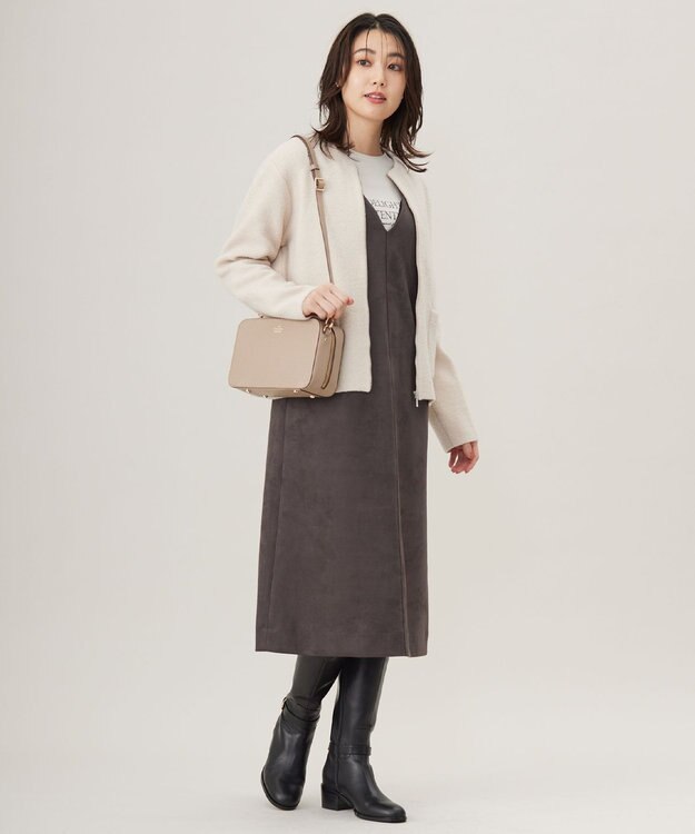 J.PRESS LADIES 【洗える】BOUCLE ニット アウター ベージュ系