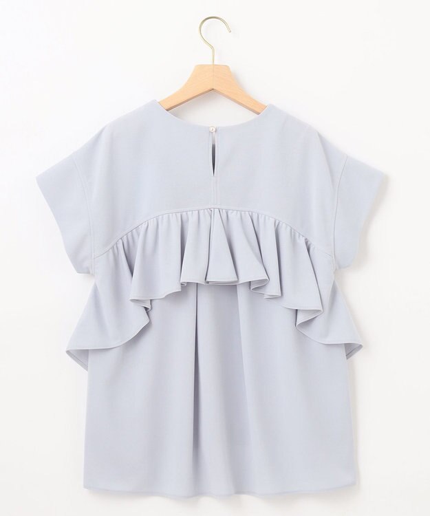 組曲 S 【接触冷感・UVケア】ライトアムンゼンジャージー フリルブラウス ブルーグレー系