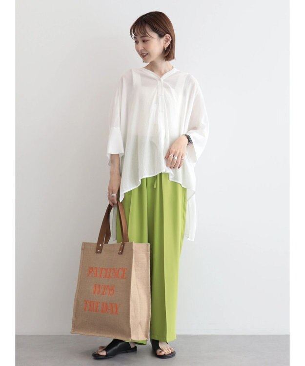 AMERICAN HOLIC バックギャザーＶネックシアーシャツ Off White