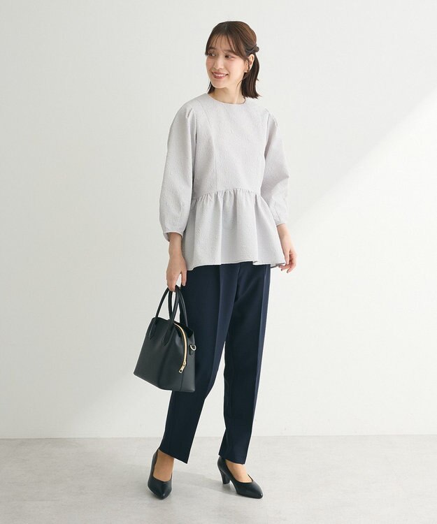 Green Parks ef-de 衿取り外しペプラムブラウス Light Gray