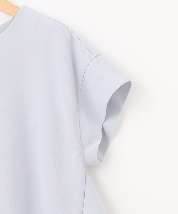 組曲 S 【接触冷感・UVケア】ライトアムンゼンジャージー フリルブラウス ブルーグレー系