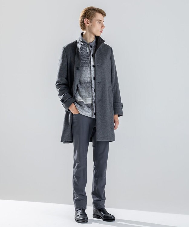 JOSEPH HOMME 【新素材】ライトウールシャギー　スタンドカラーシングルブレストコート グレー系