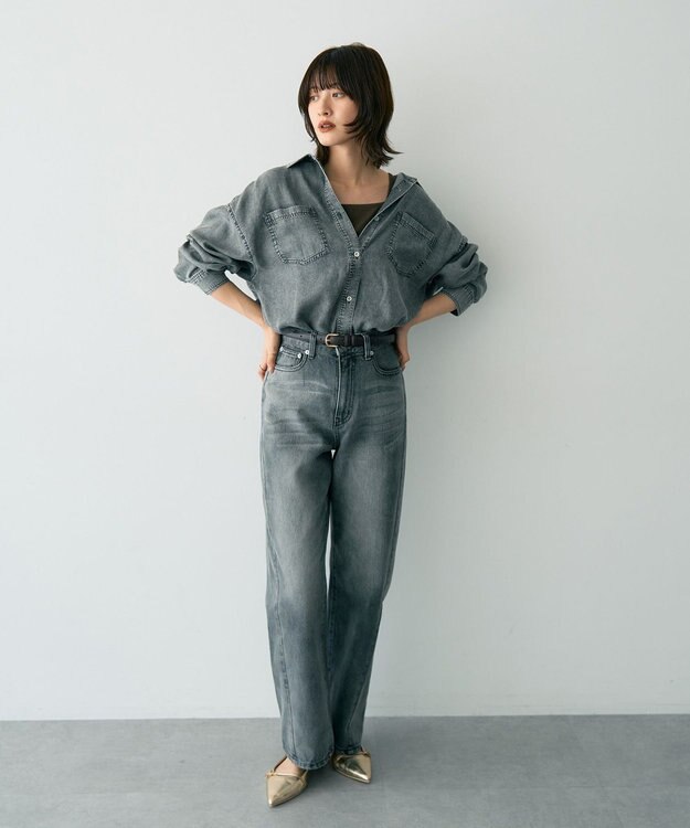 YECCA VECCA ルーズストレートデニムパンツ Gray
