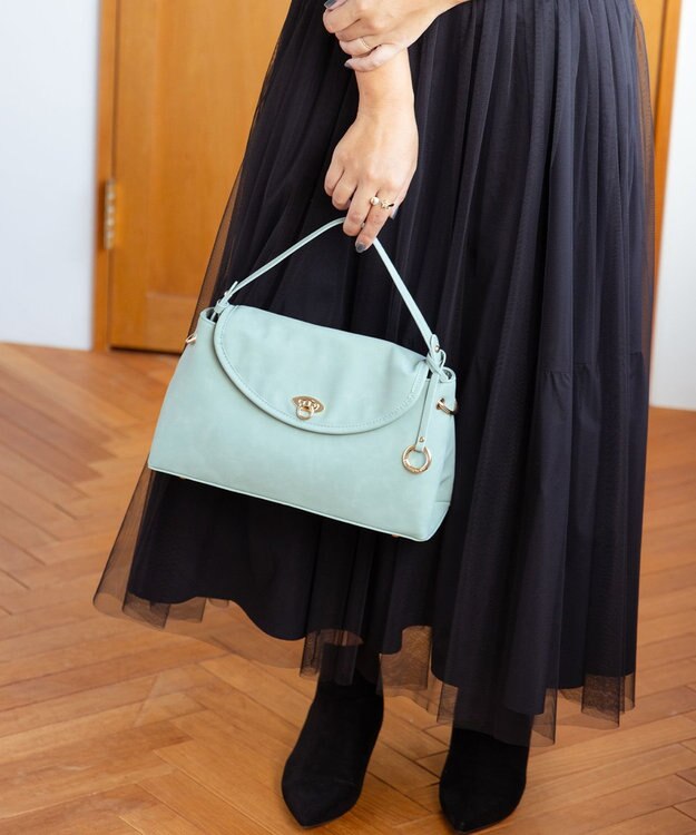 組曲 スエードライク トップハンドルバッグ ピスタチオ系