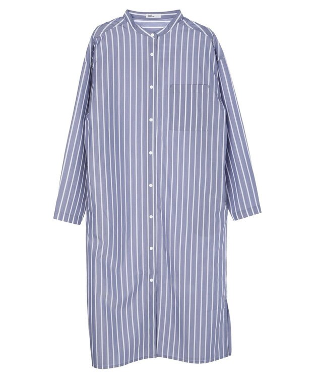 CRAFT STANDARD BOUTIQUE プランサーボタンシャツワンピース Stripe Blue