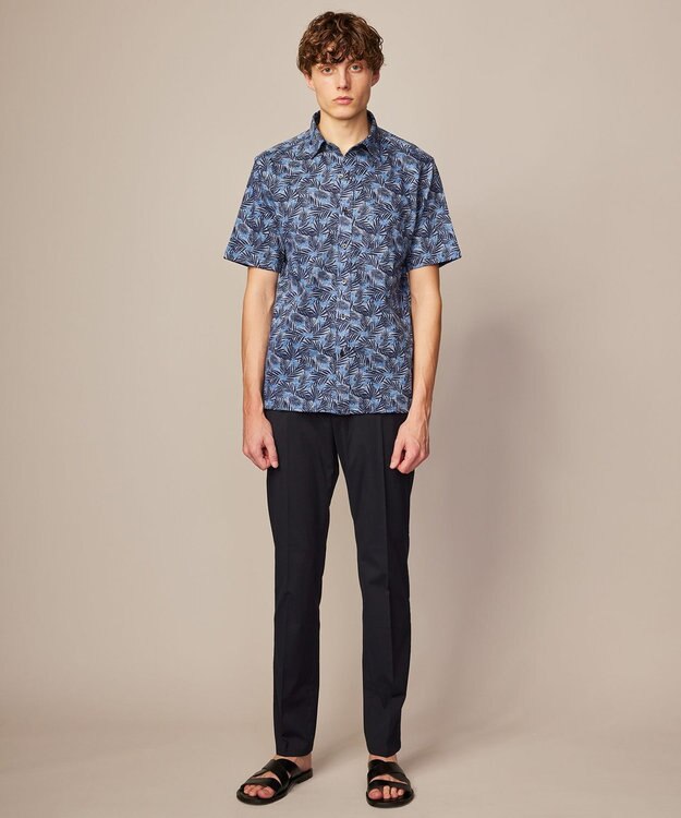 JOSEPH ABBOUD 【リネン素材/清涼感/吸水速乾】リネンハニカムプリント 半袖 シャツ ネイビー系6