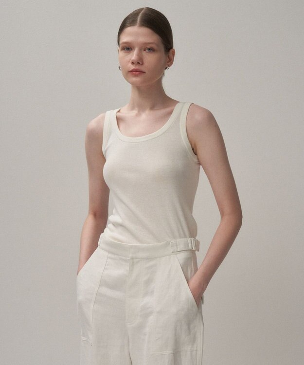 ATON FRESCA CIRCULAR RIB | タンクトップ WHITE