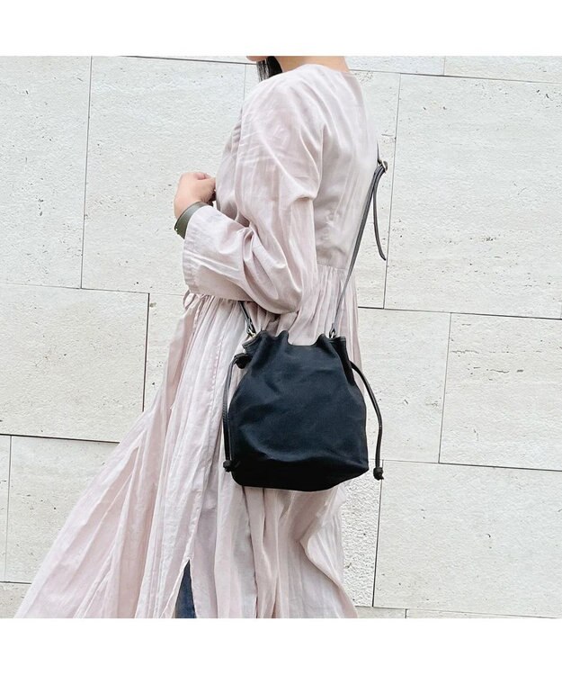 UNBILLION perche パラフィン防水キャンバスドロストショルダーバッグ ブラック