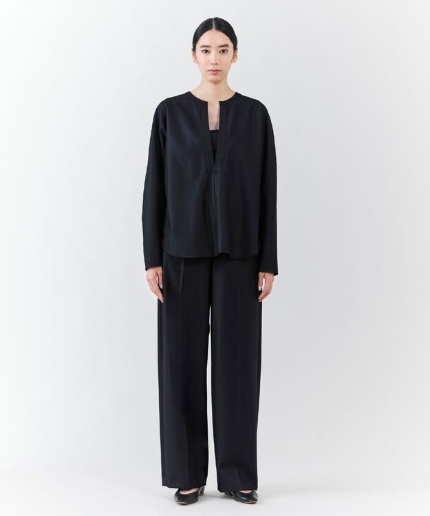 23区 【エステータ】ウールツイルジャージー ワイドパンツ ブラック