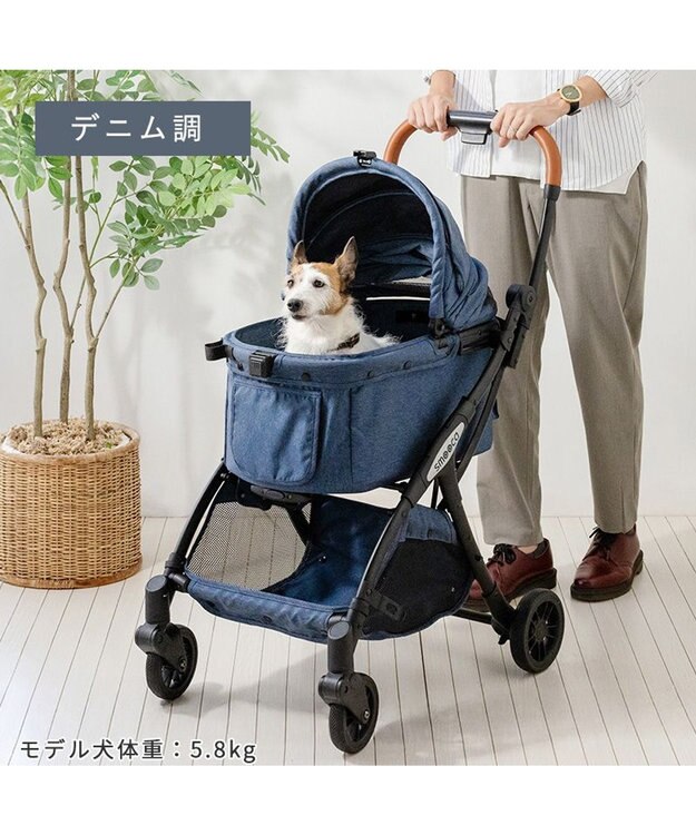PET PARADISE smooca ネオ ワンロック ペットカート《デニム調》 インディゴブルー