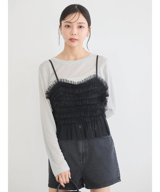 earth music&ecology チュールビスチェ Black