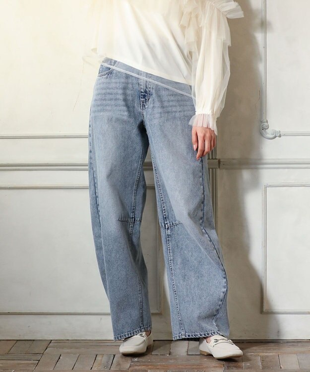 Green Parks ・ＥＬＥＮＣＡＲＥ　ＤＵＥ　デニムバレルレッグパン Light Indigo