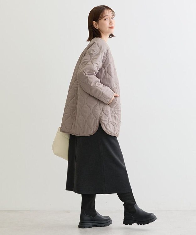 Green Parks 撥水加工　キルティングＺＩＰブルゾン Gray Beige