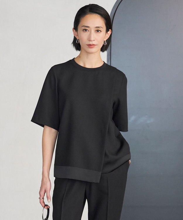 ICB 【新色追加・接触冷感・UVケア・速乾・洗える】 FluidBackSatin Tブラウス ブラック系