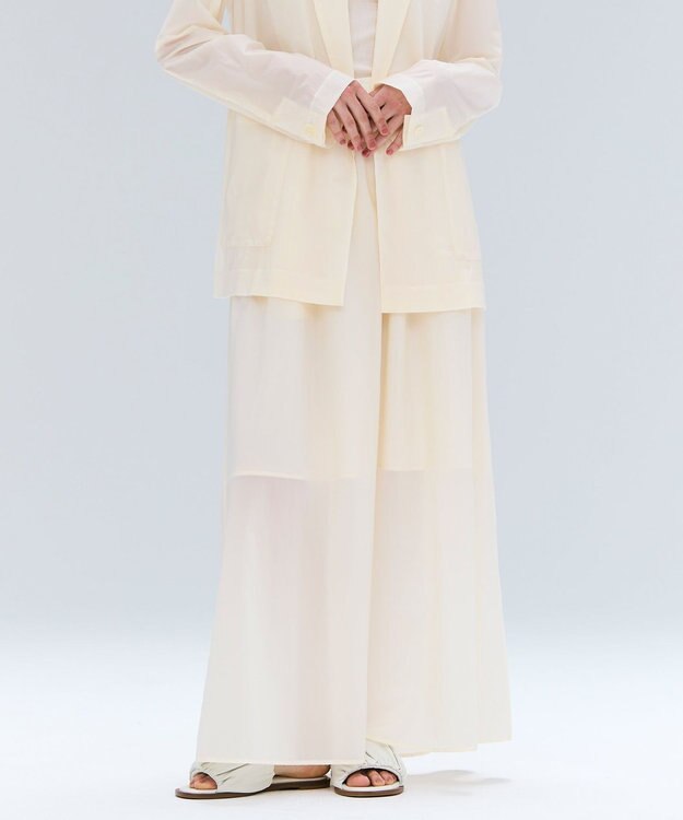 BEIGE， 【洗える/セットアップ対応】SPIGA / ギャザーロングフレアスカート Ecru