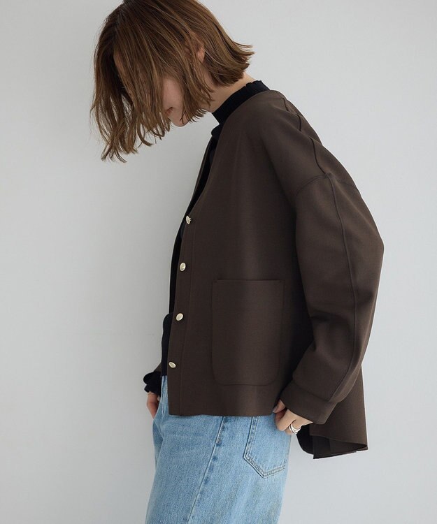 YECCA VECCA 金釦カットジョーゼットカーディガン Brown