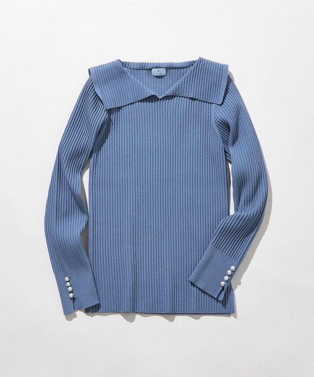 組曲 Elenaリブニット プルオーバー ブルー系