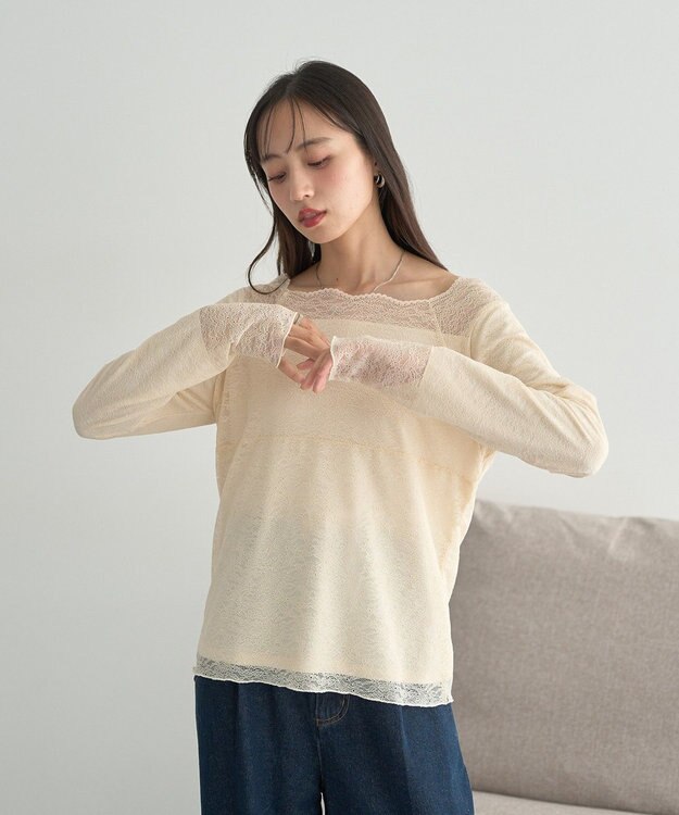 earth music&ecology 【吸湿発熱】【2WAY】あったかフェミニンインナー（２ｗａｙネック） Ecru