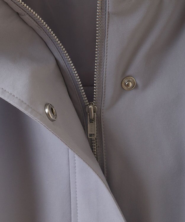 earth music&ecology ドロストミドル丈パーカー グレイッシュブルー