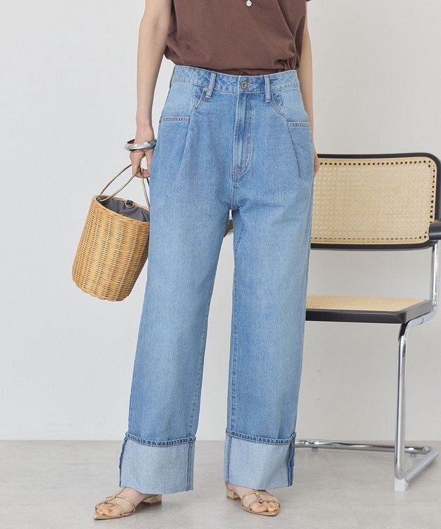 AMERICAN HOLIC ミドルオンスロールアップデニムパンツ Light Indigo
