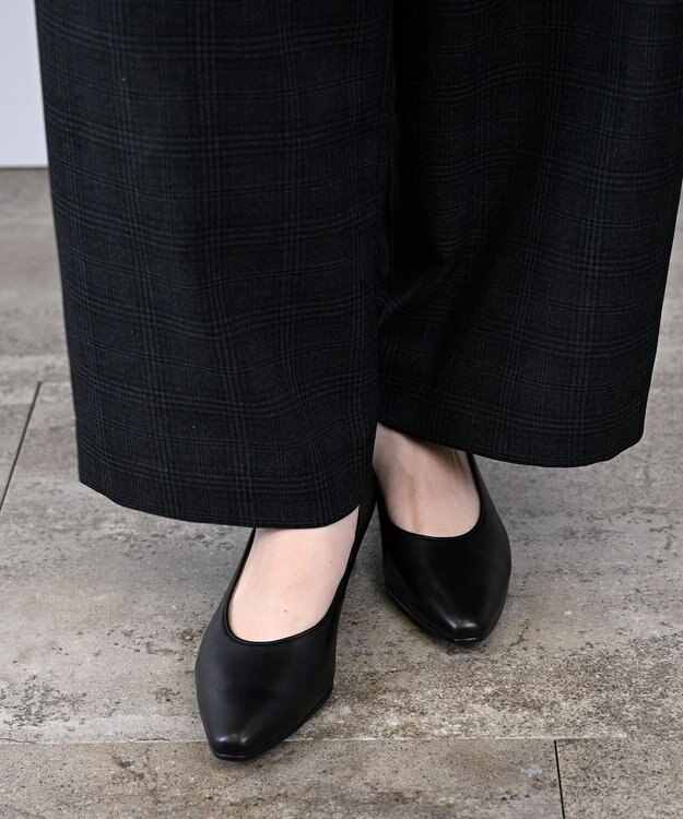 Pointer 【3.5cmヒール】日本製 高級本革ローヒールパンプス ブラック