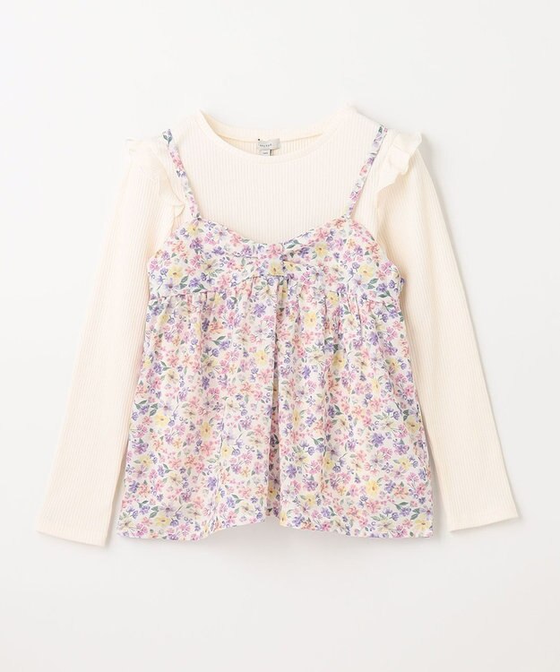 ANY KIDS 花柄キャミセット 長袖 Tシャツ エクリュ×エクリュ系花柄