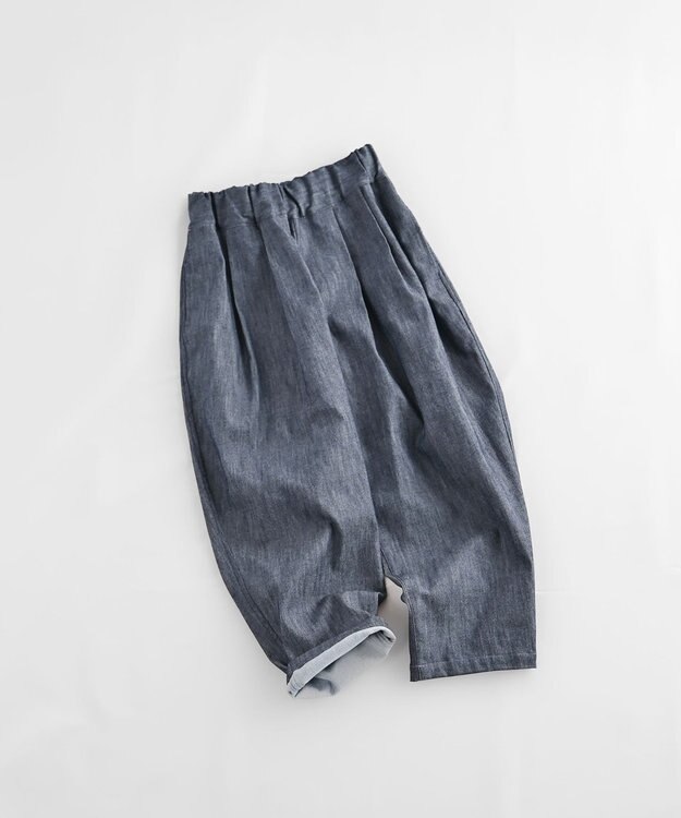 muuc 〈国産デニム〉〈吸水速乾・UVカット機能〉ウエストゴム有り デニム生地のイージーパンツ ブルーネイビー