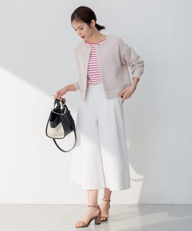 組曲 L プレーティング天竺バックタックボーダー カットソー オールドローズ系1